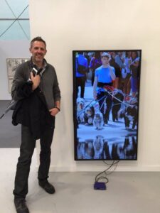 Niio Co-Founder in front of a work by Cory Arcangel in the Lisson Booth @ Frieze NYC.